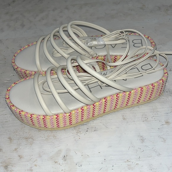 Beach by Matisse Eli Ivory Multi Woven Lace-Up Flatform Sandals | size 9 - Picture 5 of 7